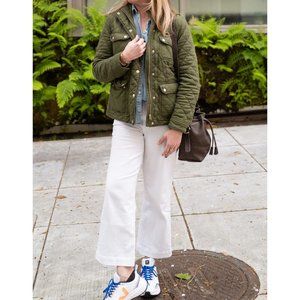 J CREW Olive Green Quilted Downtown Field Jacket $168 G7608 Women’s SZ M/L Fall